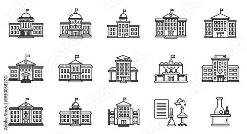 Collection of Architectural Building Illustrations.