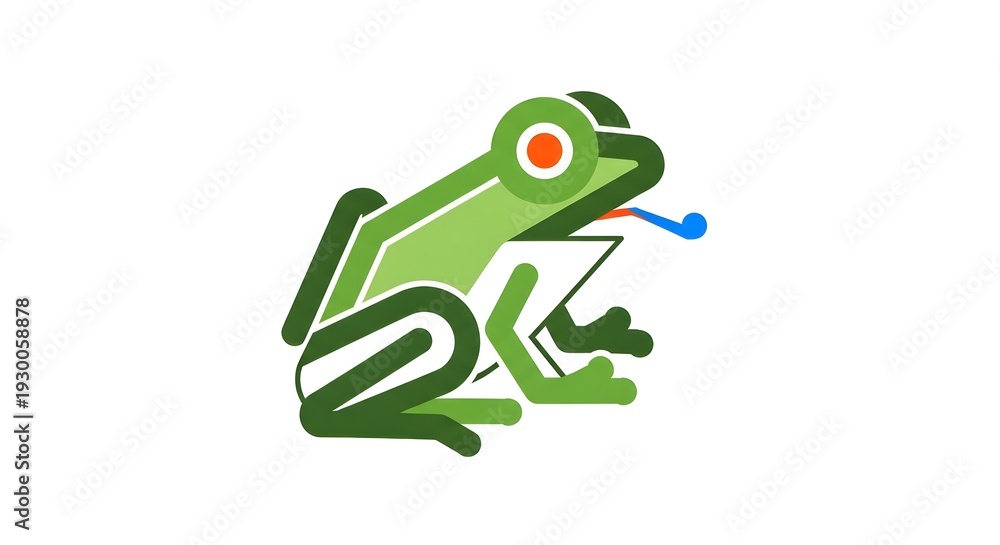 Fototapeta premium Colorful geometric frog illustration with abstract design elements