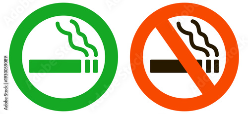 喫煙可と禁煙マークのアイコン素材セット