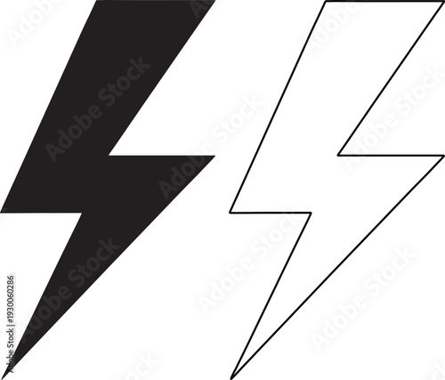 Two lightning bolt symbols are displayed with one solid black and the other an outline