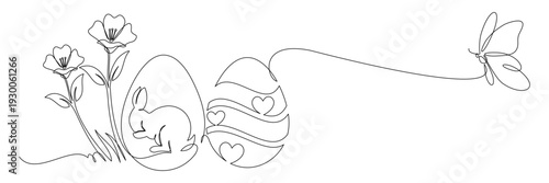 Beautiful Easter egg continuous line drawing.eps