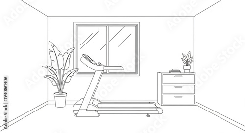 Simple Line Drawing of Office Space.