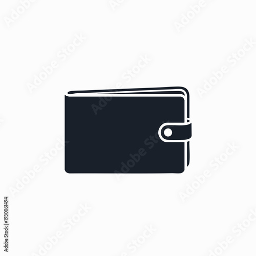 Minimalistic dark blue wallet with snap closure vector illustration simple design for financial or business use isolated on white backdrop