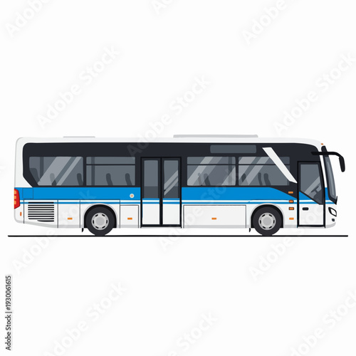 Modern blue and white city bus vector illustration on white background for public transportation design and commercial use