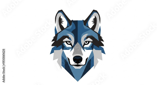 Blue Wolf Head Graphic Illustration.