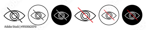 Low vision symbol icon set. Blindness symbol vector in black filled and outlined style.