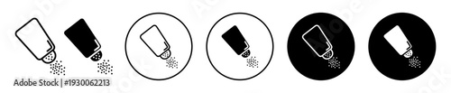 Pepper shaker icons in black filled and outlined set