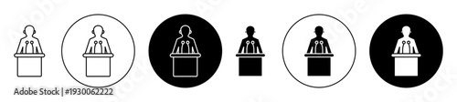 Politician speaker icons in black filled and outlined set