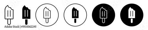 Popsicle ice icon set. Popsicle ice vector symbol in black filled and outlined style.