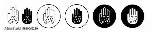 Rash hand icon set in black filled and outlined style. suitable for UI designs