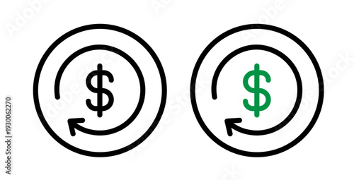 Repayment icon set. Repayment vector symbol in black filled and outlined style.