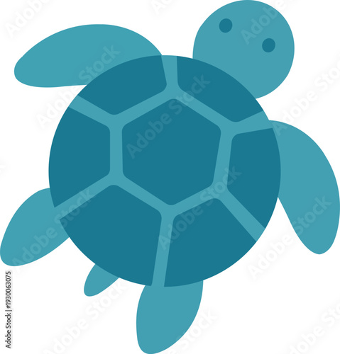 Cute Flat Sea Turtle Illustration.eps