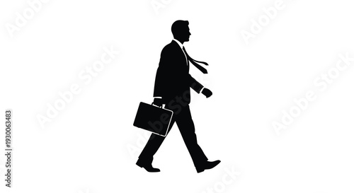 A sharply dressed businessman walks with a briefcase presenting a classic stark silhouette high quality professional detailed modern