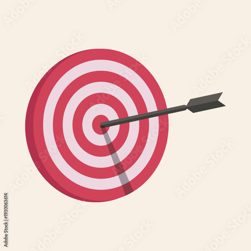 An arrow hitting the bullseye of a red and white target, symbolizing accuracy and success.