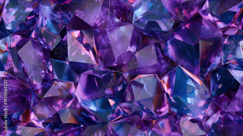Wallpaper Mural Polished purple gemstone cluster shiny crystal texture reflective facets vibrant jewel tones amethyst look Torontodigital.ca