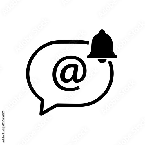 Notification symbol with email and bell in speech bubble graphic