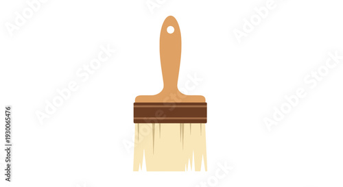 A simple illustration of a paintbrush with a wooden handle and bristles