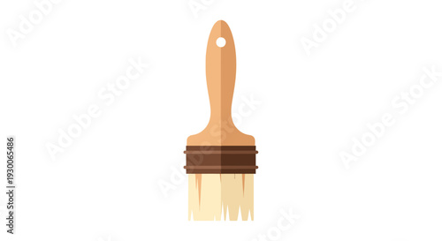 A flat paintbrush with a wooden handle isolated on a white background