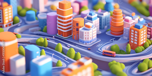 Colorful Cityscape 3D Model