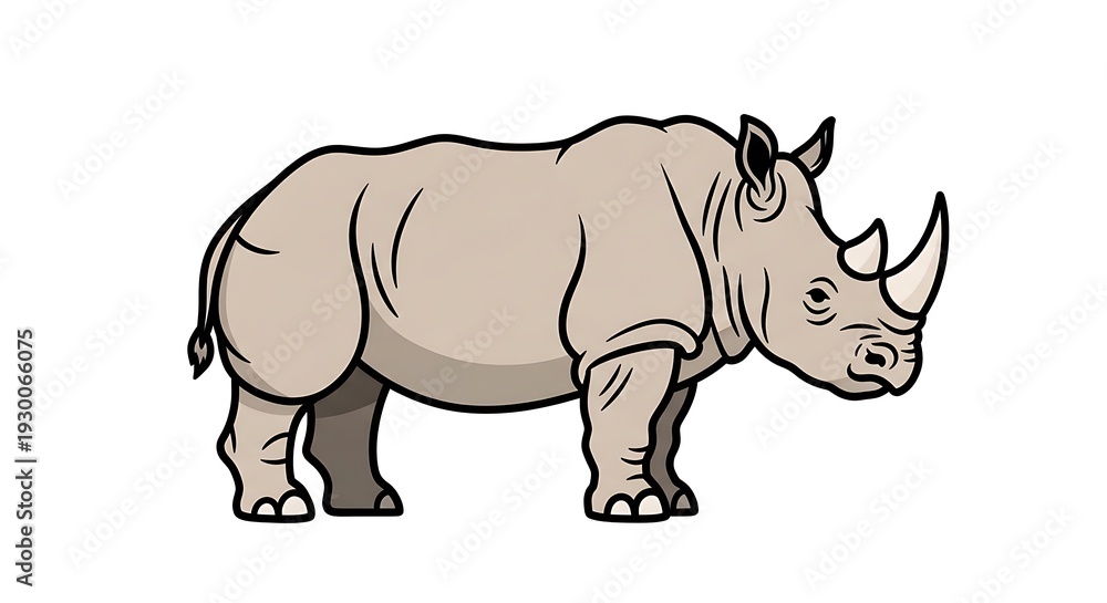Obraz premium Illustration of a Rhino on White Background.