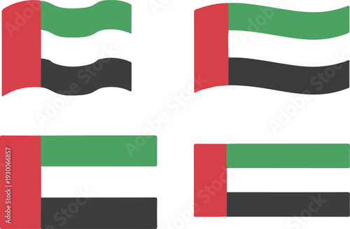 United Arab emirates flags in different styles vector illustration