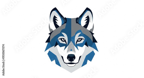 Blue Wolf Head Illustration Design.