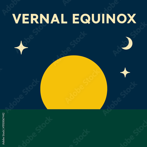 Balanced Day and Night During March Equinox Scene with Horizon Line