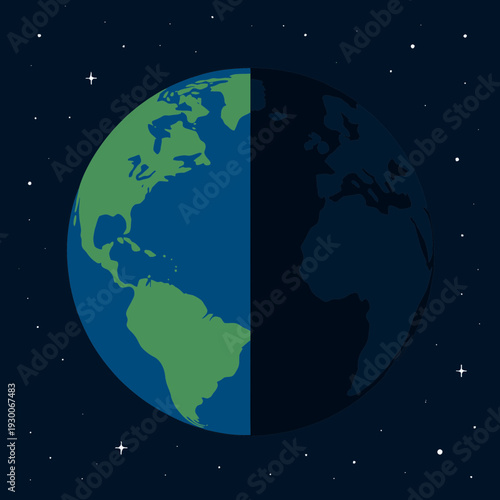 Earth Illuminated Equally by Sun During Vernal Equinox