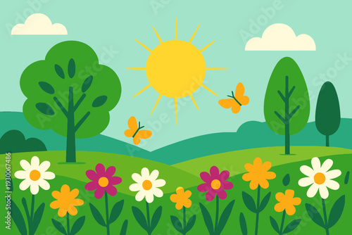 Blooming Spring Landscape Celebrating the March Equinox