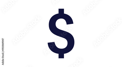 A dark blue stylized dollar sign dominates a clean white background a bold silhouette high quality professional detailed