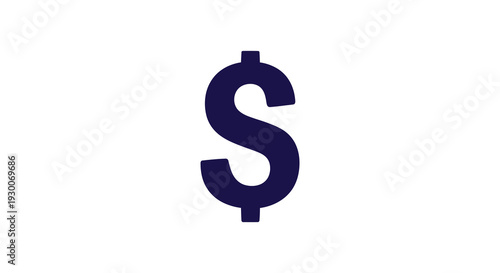 A dark blue bold dollar sign stands out against a plain white background a striking silhouette high quality