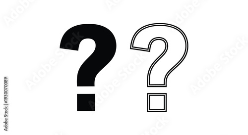 A stark contrast of question marks one solid and one outlined creating a visual inquiry silhouette high quality