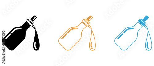 Three different types of water dispensers or bottle designs with varying nozzle styles isolated on transparent background, Vector