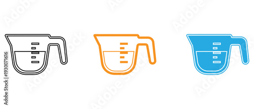 Three different types of measuring cups used for cooking and baking purposes. isolated on transparent background, Vector