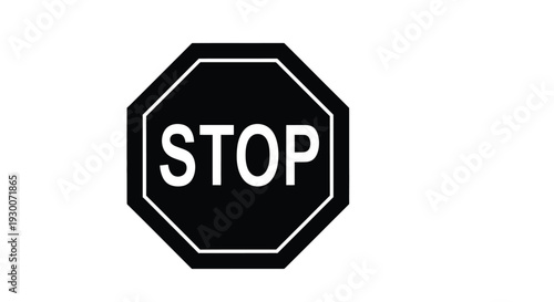A classic black and white octagonal stop sign against a plain white background