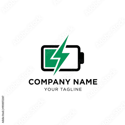 Battery Logo with Lightning Bolt Symbol.