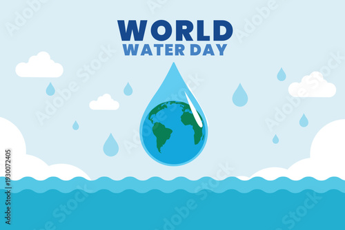 world water day vector illustration. World water day poster drop of water outline. World water day save water for ecology and environment conservation concept design