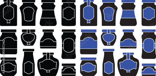 Jam Jar Collection: A vibrant compilation of diverse jam jars, each unique in shape and design, is perfect for showcasing homemade preserves and delicious food storage.