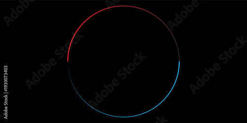 3D red black dynamic techno background on dark space. Tech banner with rotating circles style decoration. Modern graphic design element