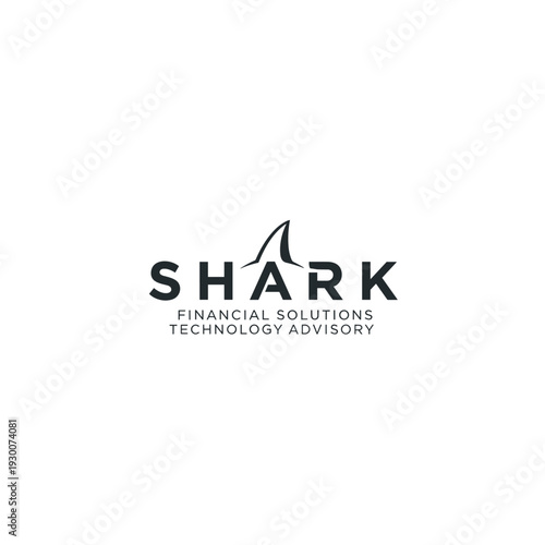 Modern Shark logo with fin typography for financial solutions technology advisory
