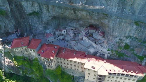 Wallpaper Mural Altindere, Trabzon Province, Turkey. Sumela Monastery. Altindere Valley Park. Coniferous forest on the slopes. Aerial View, Departure of the camera Torontodigital.ca