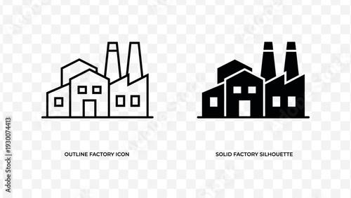 Set of 2 factory icons vector isolated on Transparent Background