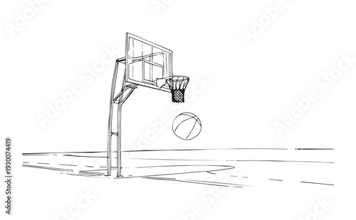 Vector illustration of a basketball hoop and ball
