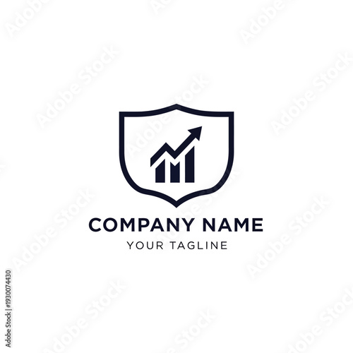 Shield Logo with Growth Chart and Arrow.