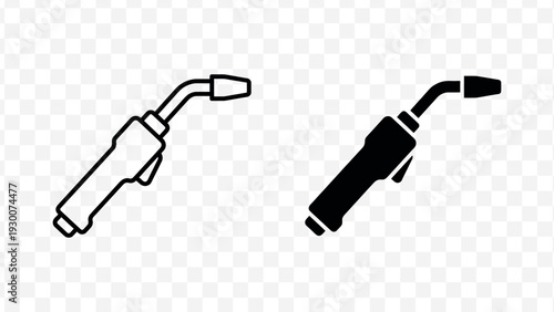 Set of 2 welding torch icons vector isolated on Transparent Background