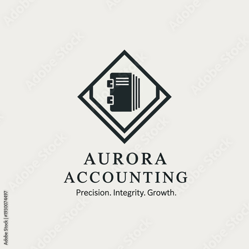 Aurora Accounting Logo with Documents Inside Diamond.