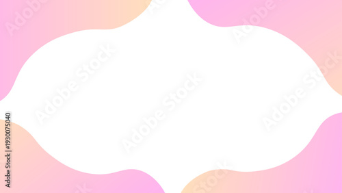 白背景に淡いピンクグラデの流体シェイプを四隅に配置したふんわり可愛い抽象フレーム（16対9・透過・美容向け）
