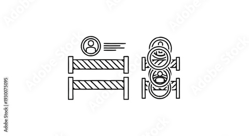 Equestrian Show Jumping Hurdles with Rider Icon.