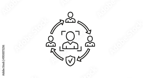 Facial Recognition System with Security and Teamwork Iconography.