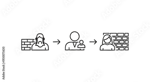 Family separation and barriers concept illustration.